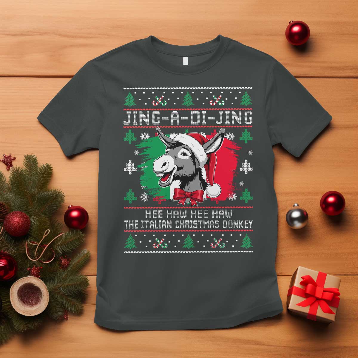 Italian Christmas Donkey T Shirt Jing a Di Jing Dominick the Ugly Christmas - Wonder Print Shop