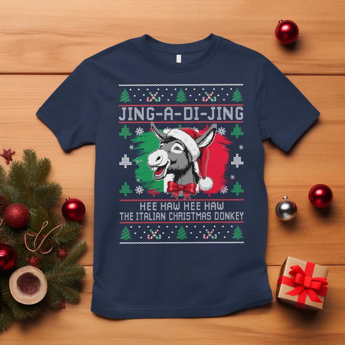 Italian Christmas Donkey T Shirt Jing a Di Jing Dominick the Ugly Christmas - Wonder Print Shop