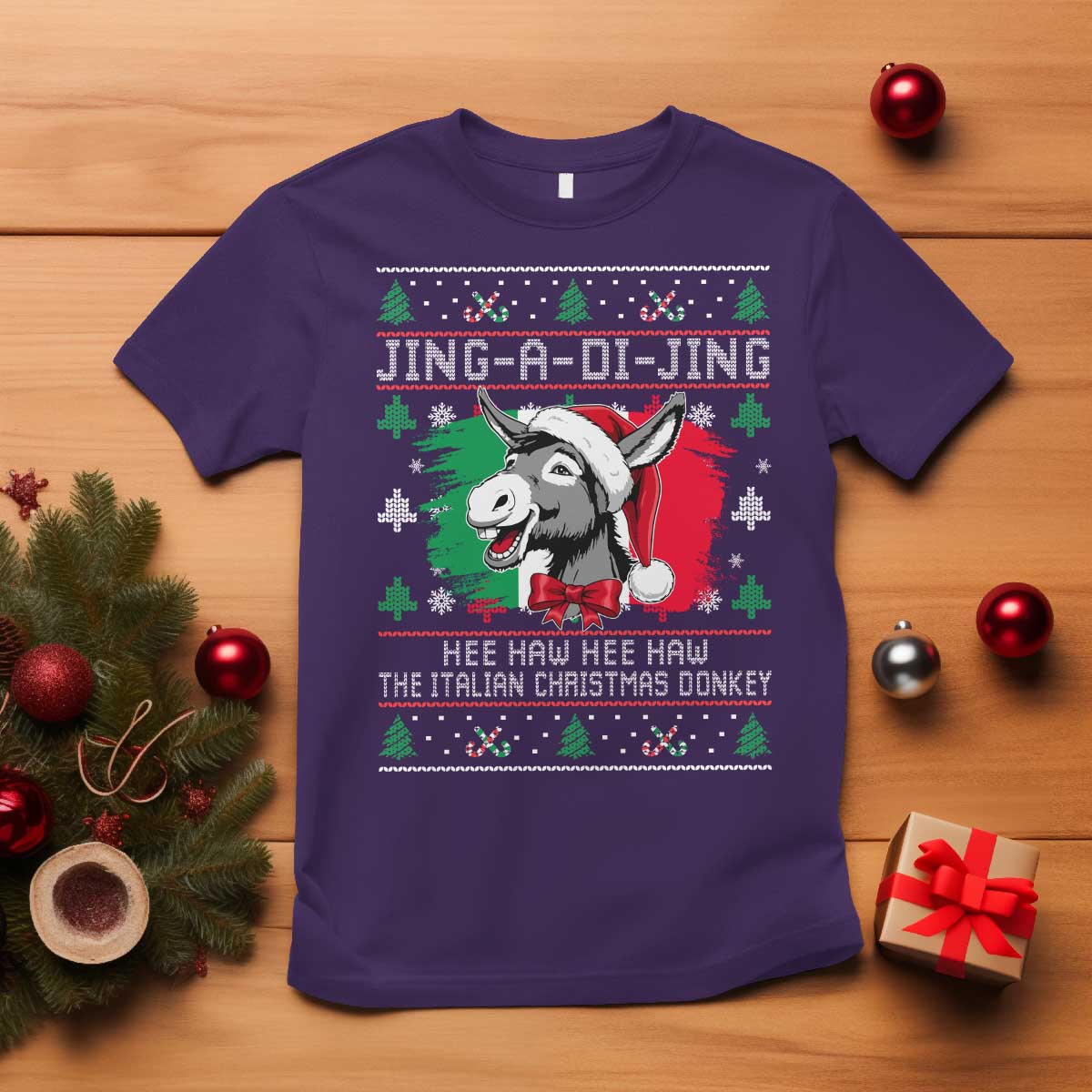 Italian Christmas Donkey T Shirt Jing a Di Jing Dominick the Ugly Christmas - Wonder Print Shop