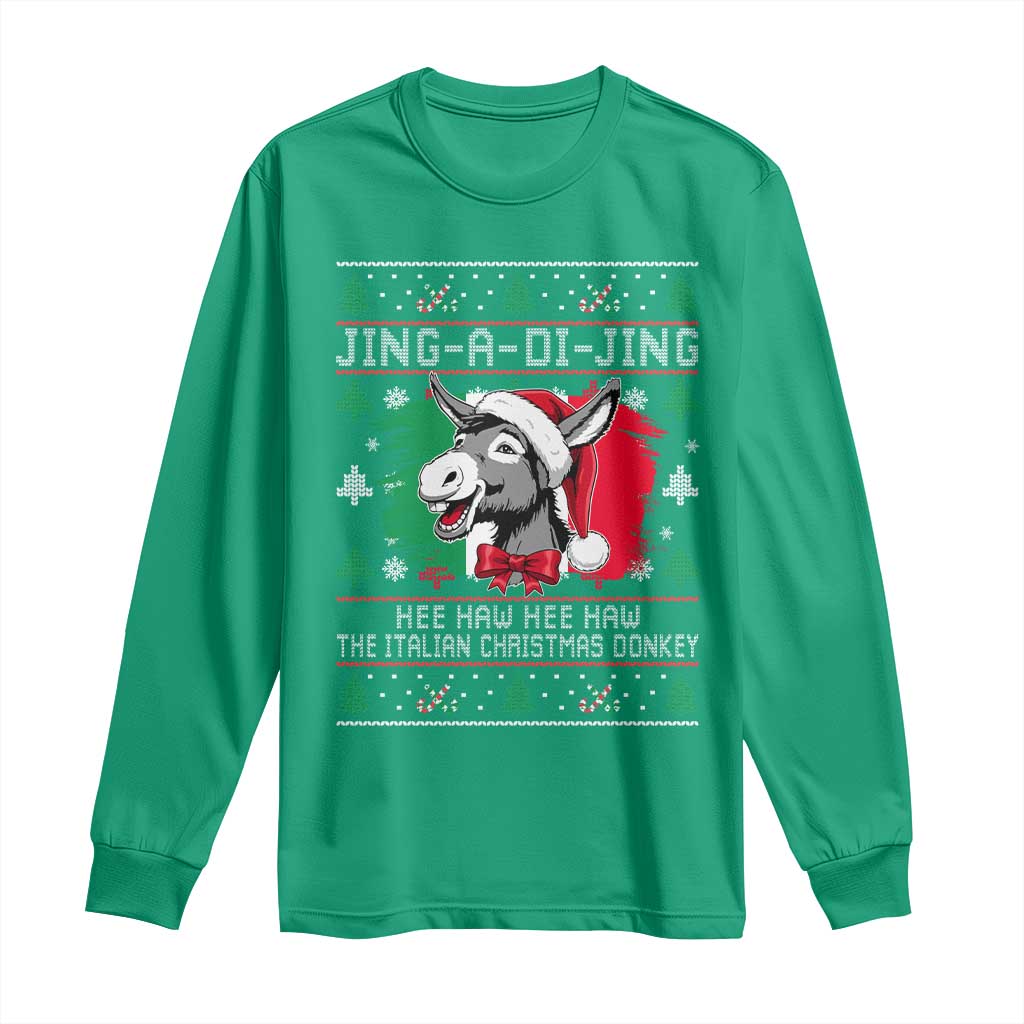Italian Christmas Donkey Long Sleeve Shirt Jing a Di Jing Dominick the Ugly Christmas - Wonder Print Shop