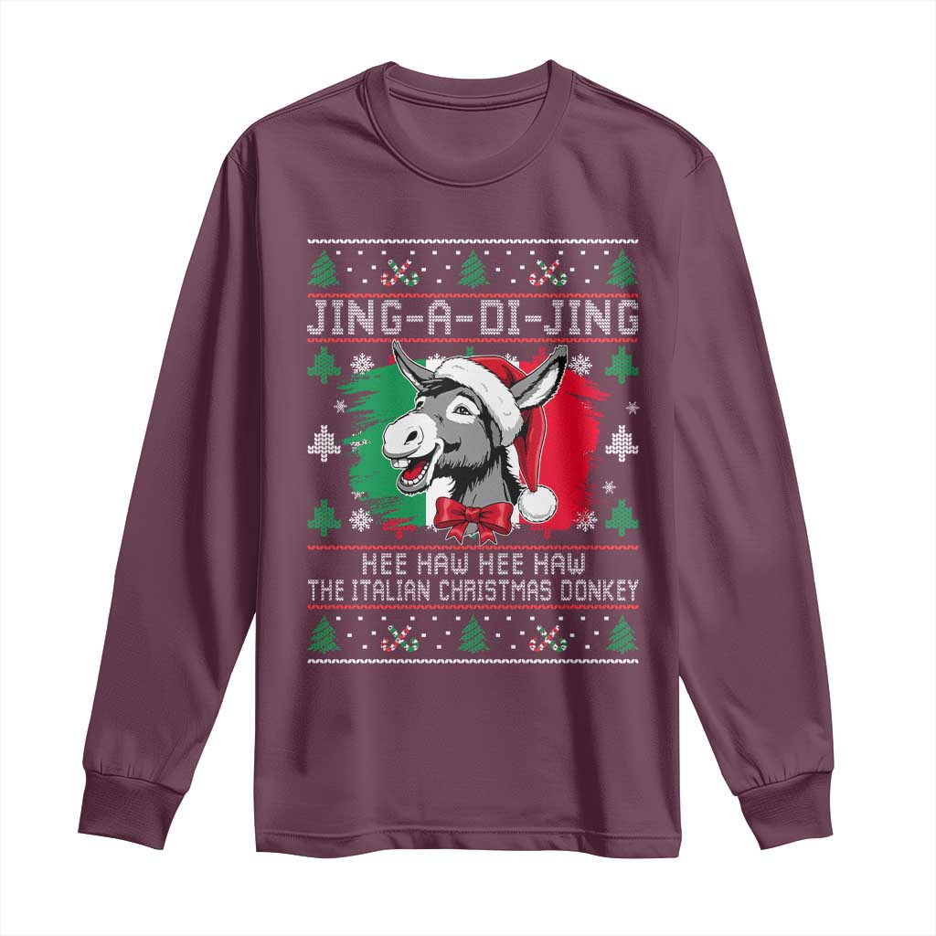 Italian Christmas Donkey Long Sleeve Shirt Jing a Di Jing Dominick the Ugly Christmas - Wonder Print Shop
