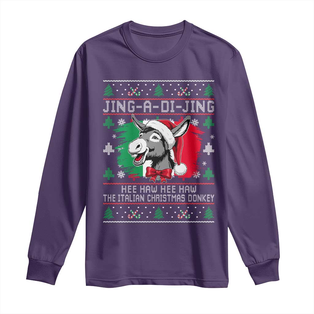 Italian Christmas Donkey Long Sleeve Shirt Jing a Di Jing Dominick the Ugly Christmas - Wonder Print Shop