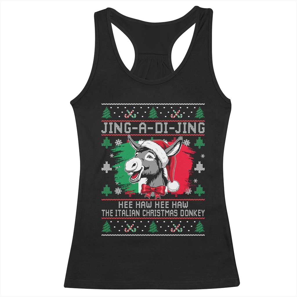 Italian Christmas Donkey Racerback Tank Top Jing a Di Jing Dominick the Ugly Christmas - Wonder Print Shop