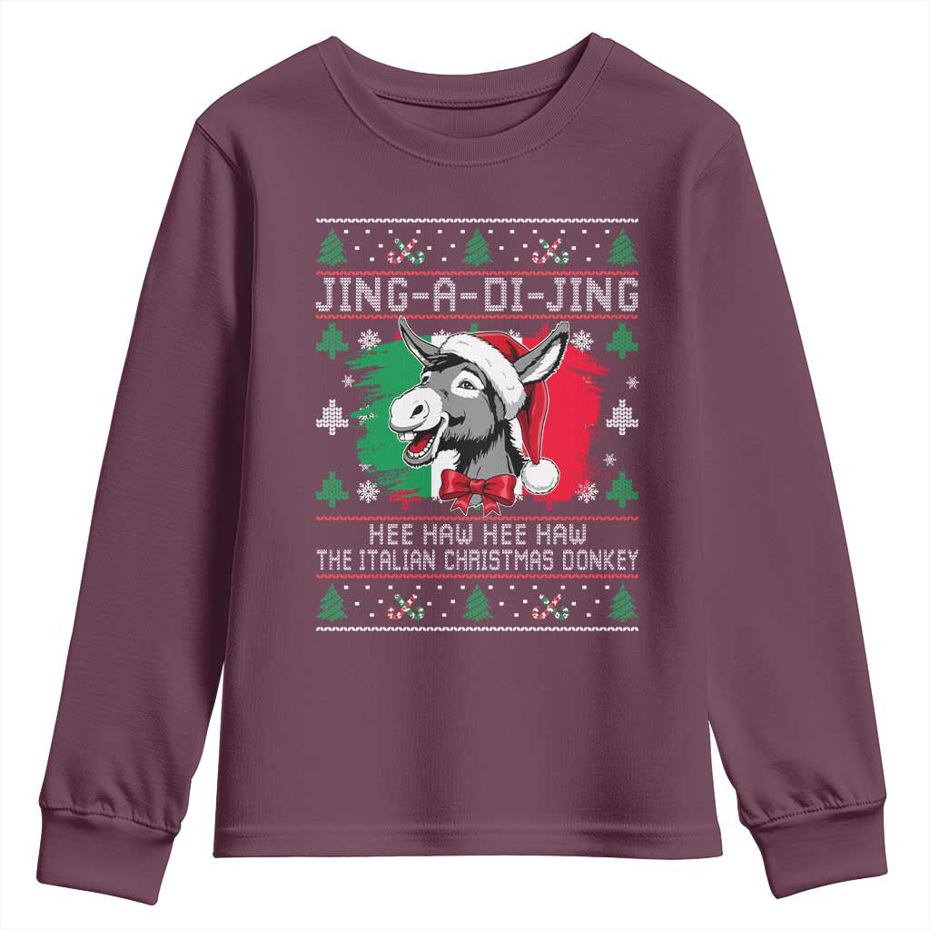 Italian Christmas Donkey Youth Sweatshirt Jing a Di Jing Dominick the Ugly Christmas - Wonder Print Shop