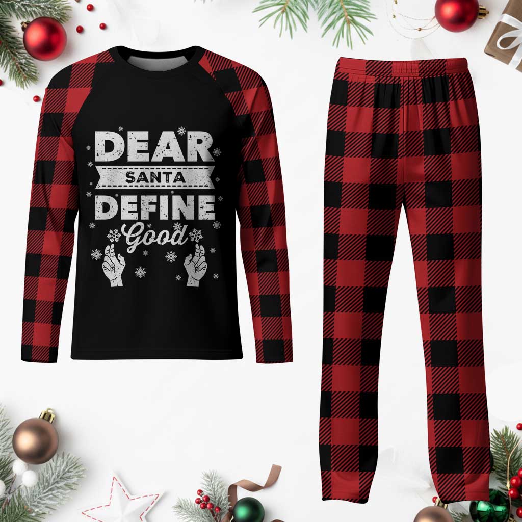 Dear Santa Christmas Plaid Pajama Set Naughty Nice Funny Funny Family Xmas Pajamas - Wonder Print Shop