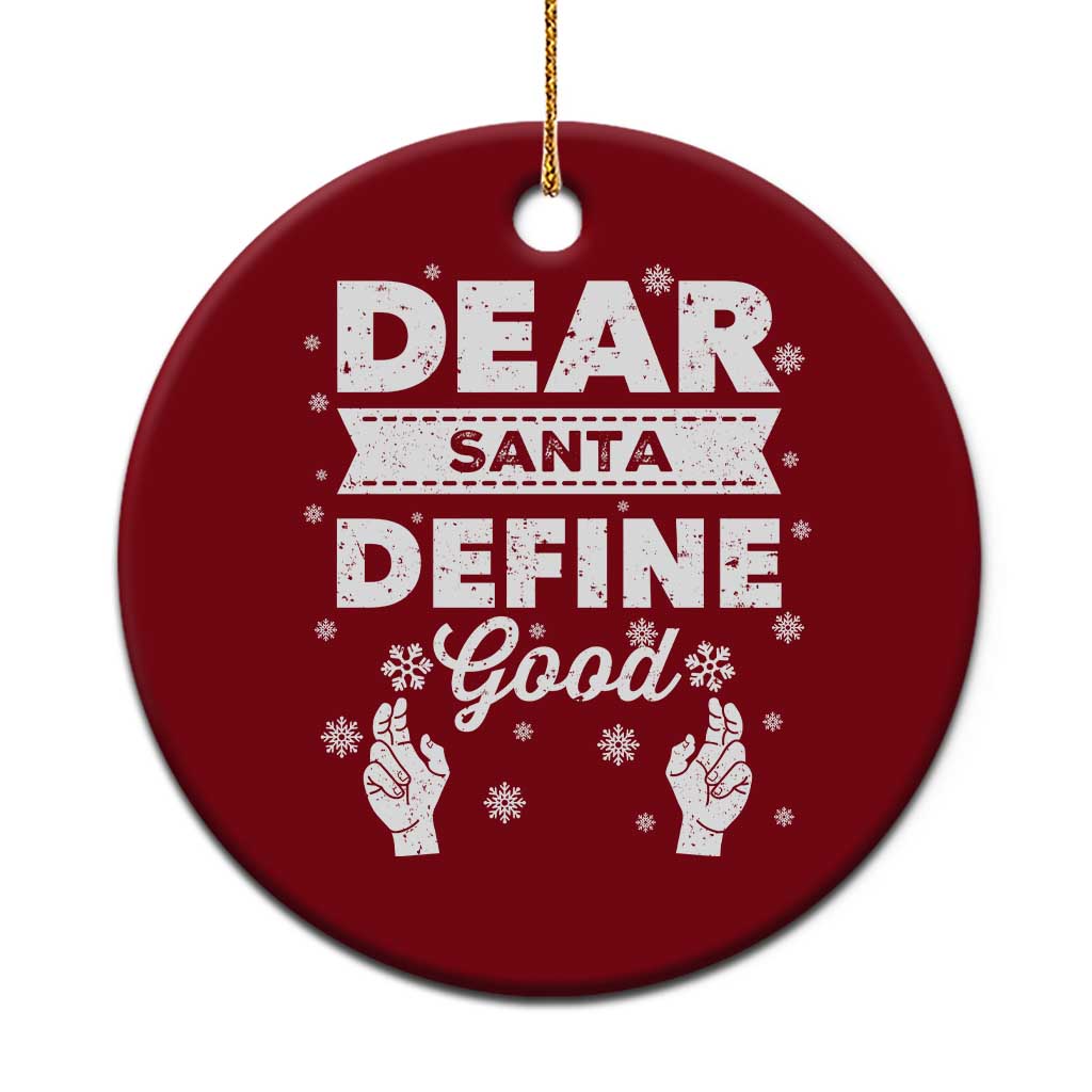 Dear Santa Christmas Ceramic Ornament Naughty Nice Funny Funny Family Xmas Pajamas - Wonder Print Shop