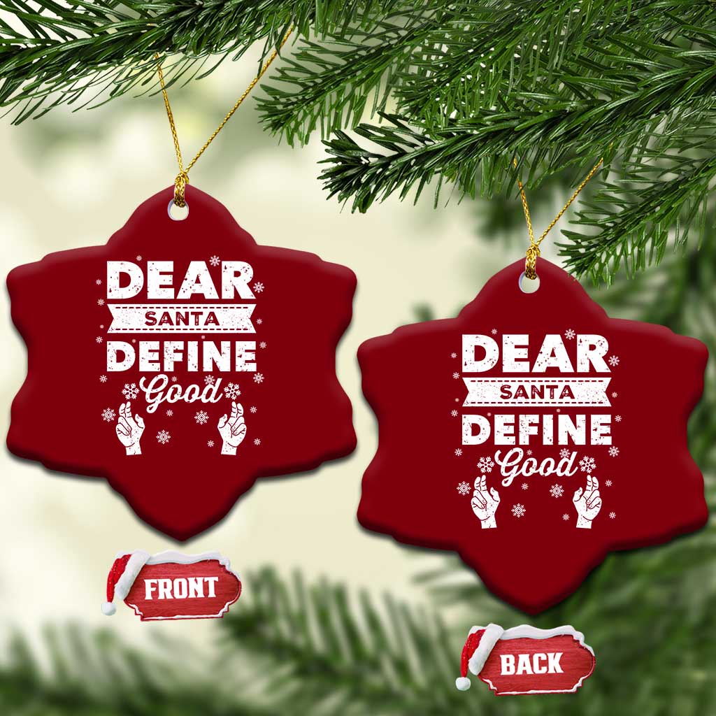 Dear Santa Christmas Ceramic Ornament Naughty Nice Funny Funny Family Xmas Pajamas - Wonder Print Shop