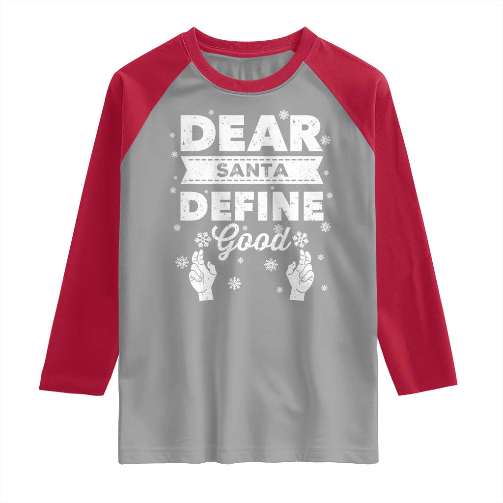 Dear Santa Christmas Raglan Shirt Naughty Nice Funny Funny Family Xmas Pajamas - Wonder Print Shop