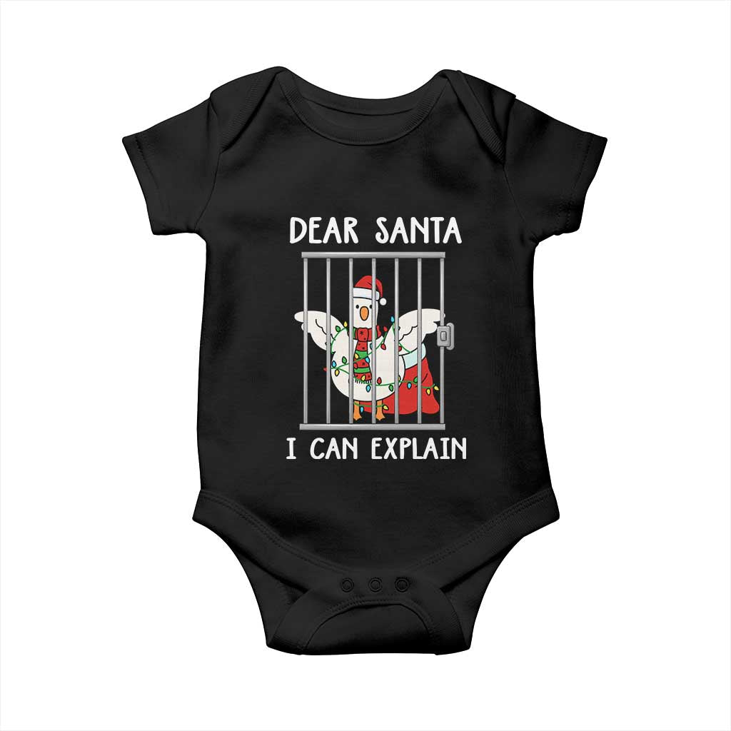 Funny Christmas Goose Baby Onesie Dear Santa I Can Explain Xmas Meme - Wonder Print Shop