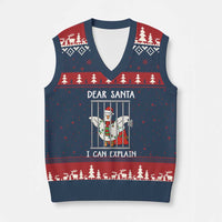 Funny Xmas Goose V-Neck Knit Sweater Vest Dear Santa I Can Explain Xmas Meme - Wonder Print Shop