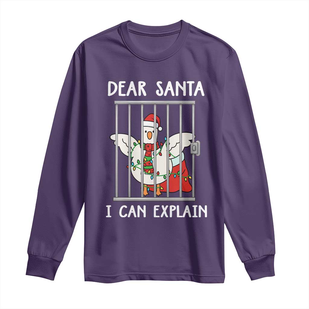 Funny Christmas Goose Long Sleeve Shirt Dear Santa I Can Explain Xmas Meme - Wonder Print Shop