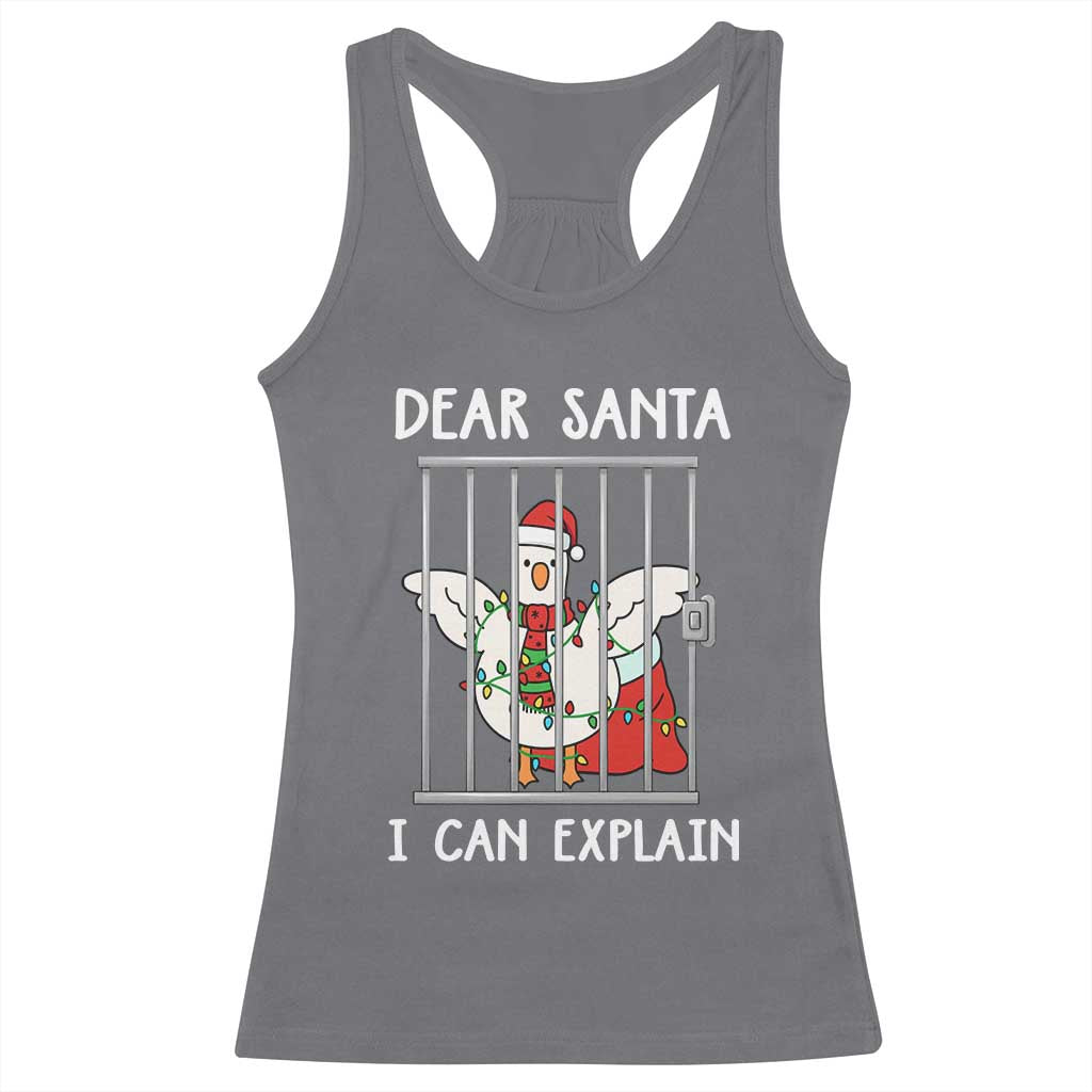 Funny Christmas Goose Racerback Tank Top Dear Santa I Can Explain Xmas Meme - Wonder Print Shop