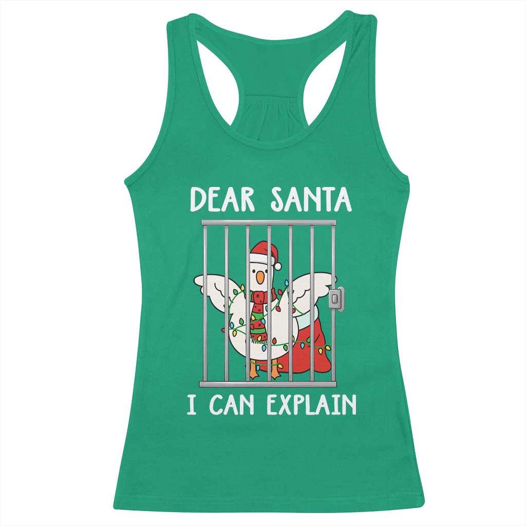 Funny Christmas Goose Racerback Tank Top Dear Santa I Can Explain Xmas Meme - Wonder Print Shop