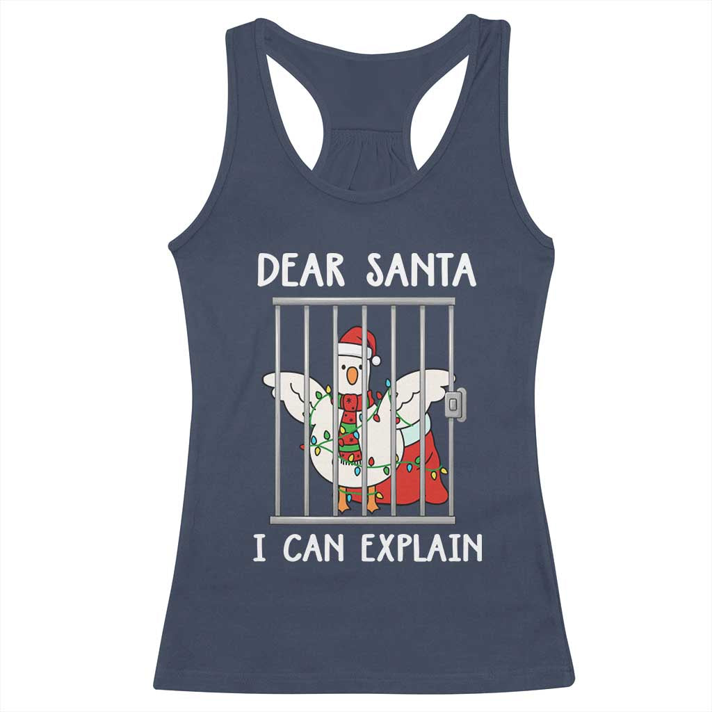 Funny Christmas Goose Racerback Tank Top Dear Santa I Can Explain Xmas Meme - Wonder Print Shop
