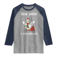 Funny Christmas Goose Raglan Shirt Dear Santa I Can Explain Xmas Meme - Wonder Print Shop
