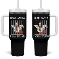 Funny Christmas Goose Tumbler With Handle Dear Santa I Can Explain Xmas Meme - Wonder Print Shop