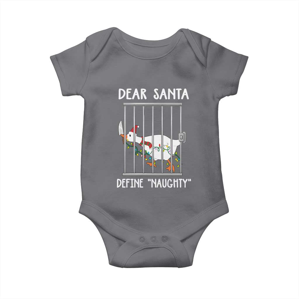 Funny Christmas Goose Baby Onesie Dear Santa Define Naughty Xmas Meme - Wonder Print Shop