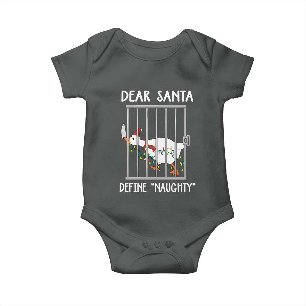 Funny Christmas Goose Baby Onesie Dear Santa Define Naughty Xmas Meme - Wonder Print Shop