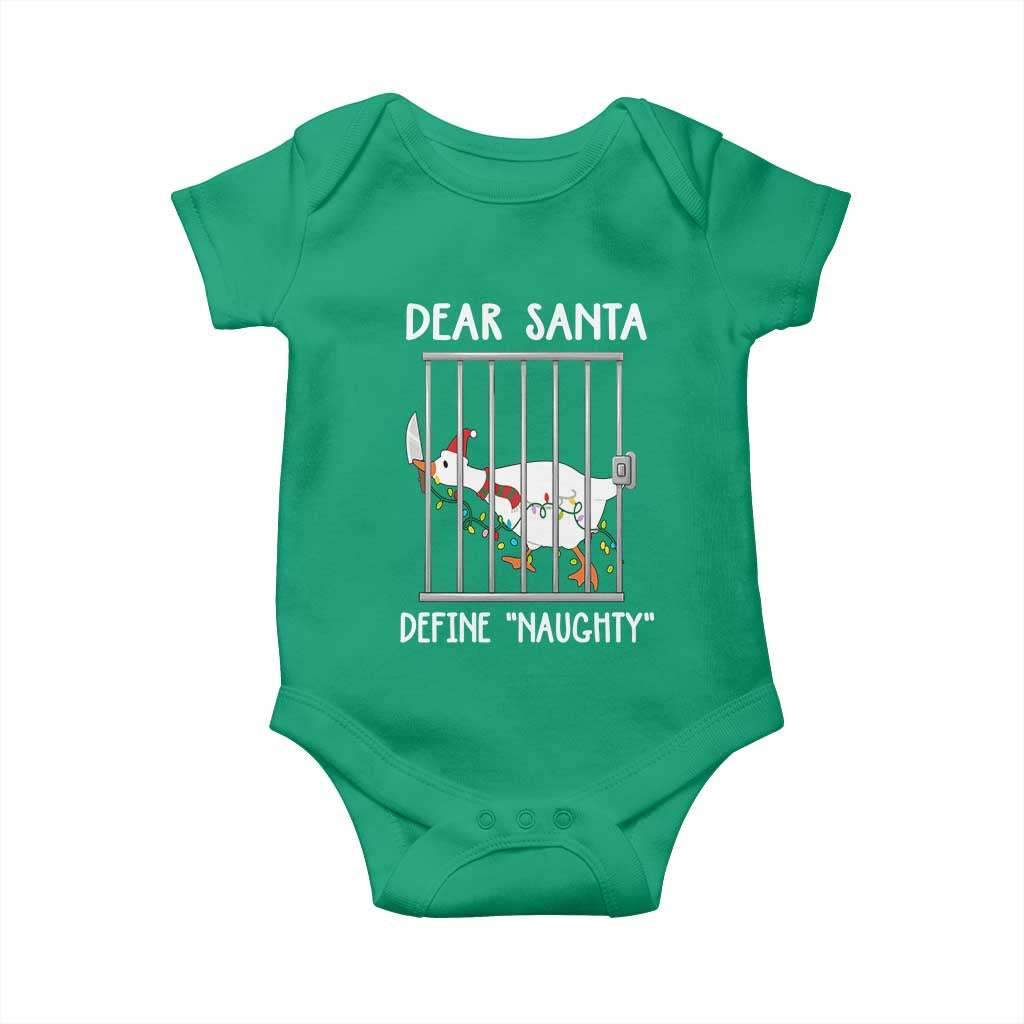 Funny Christmas Goose Baby Onesie Dear Santa Define Naughty Xmas Meme - Wonder Print Shop