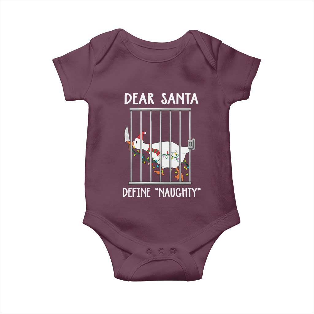 Funny Christmas Goose Baby Onesie Dear Santa Define Naughty Xmas Meme - Wonder Print Shop