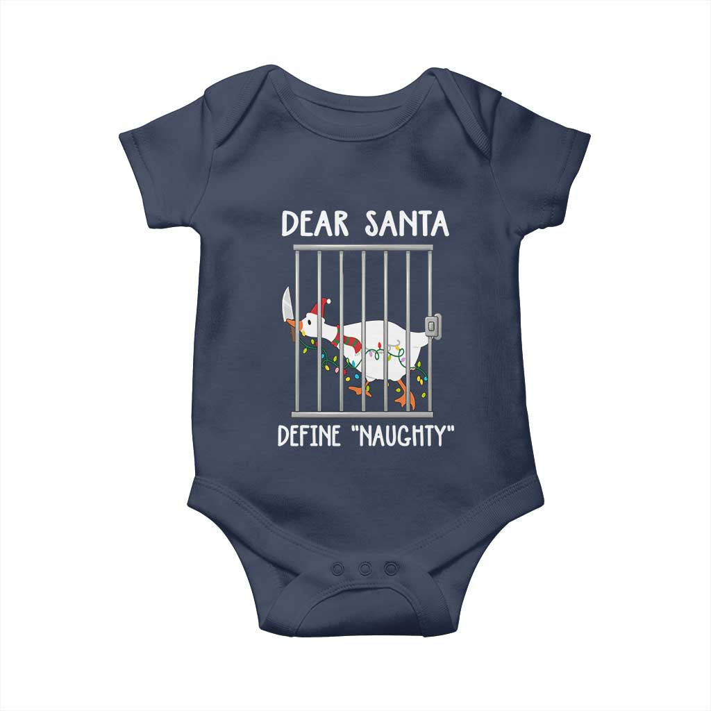 Funny Christmas Goose Baby Onesie Dear Santa Define Naughty Xmas Meme - Wonder Print Shop
