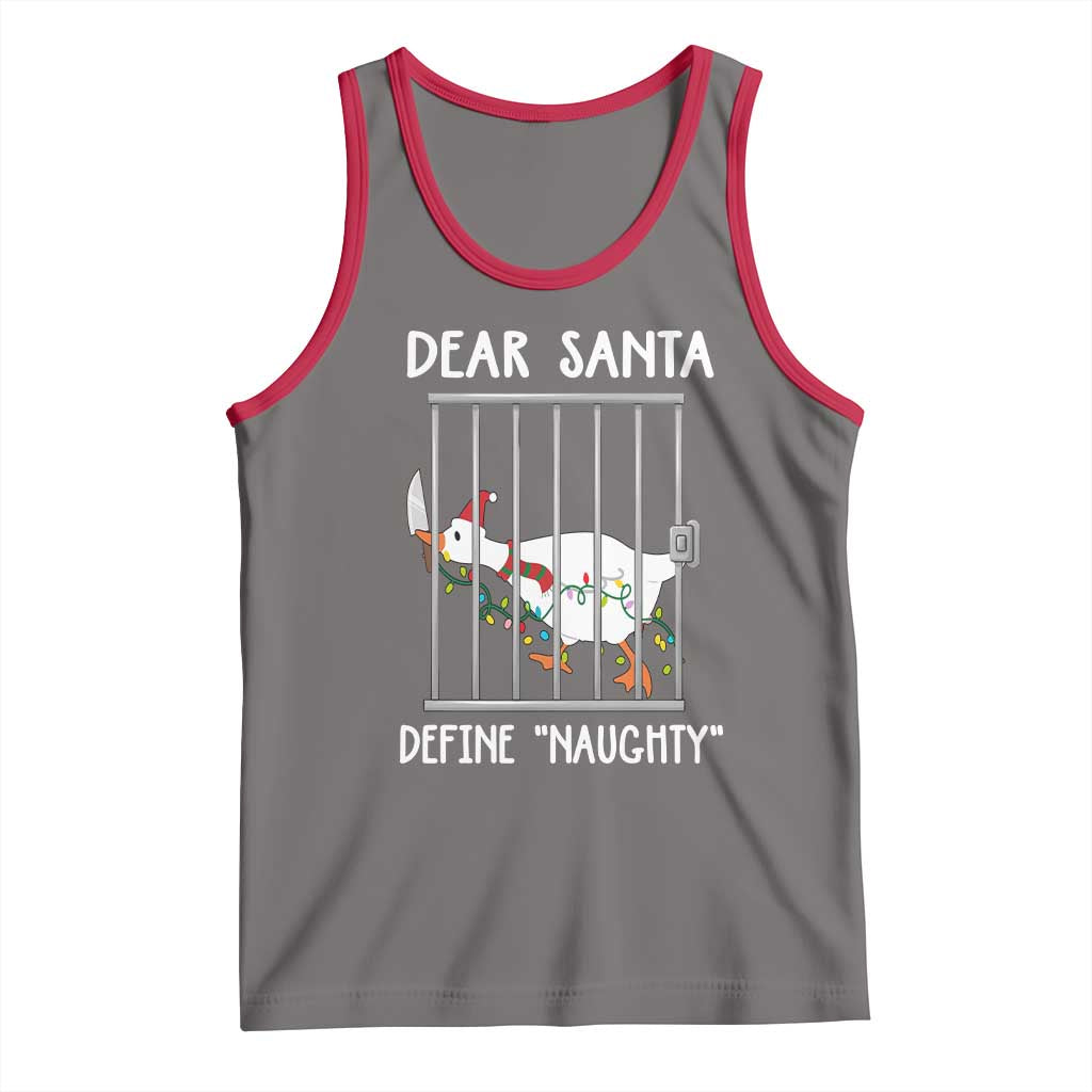 Funny Christmas Goose Tank Top Dear Santa Define Naughty Xmas Meme - Wonder Print Shop