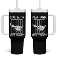 Funny Christmas Goose Tumbler With Handle Dear Santa Define Naughty Xmas Meme - Wonder Print Shop