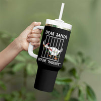 Funny Christmas Goose Tumbler With Handle Dear Santa Define Naughty Xmas Meme - Wonder Print Shop