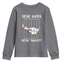 Funny Christmas Goose Youth Sweatshirt Dear Santa Define Naughty Xmas Meme - Wonder Print Shop