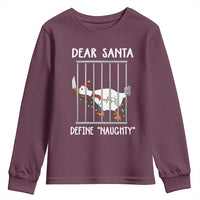 Funny Christmas Goose Youth Sweatshirt Dear Santa Define Naughty Xmas Meme - Wonder Print Shop