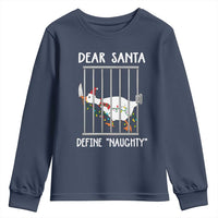 Funny Christmas Goose Youth Sweatshirt Dear Santa Define Naughty Xmas Meme - Wonder Print Shop
