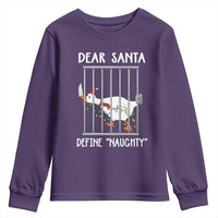 Funny Christmas Goose Youth Sweatshirt Dear Santa Define Naughty Xmas Meme - Wonder Print Shop