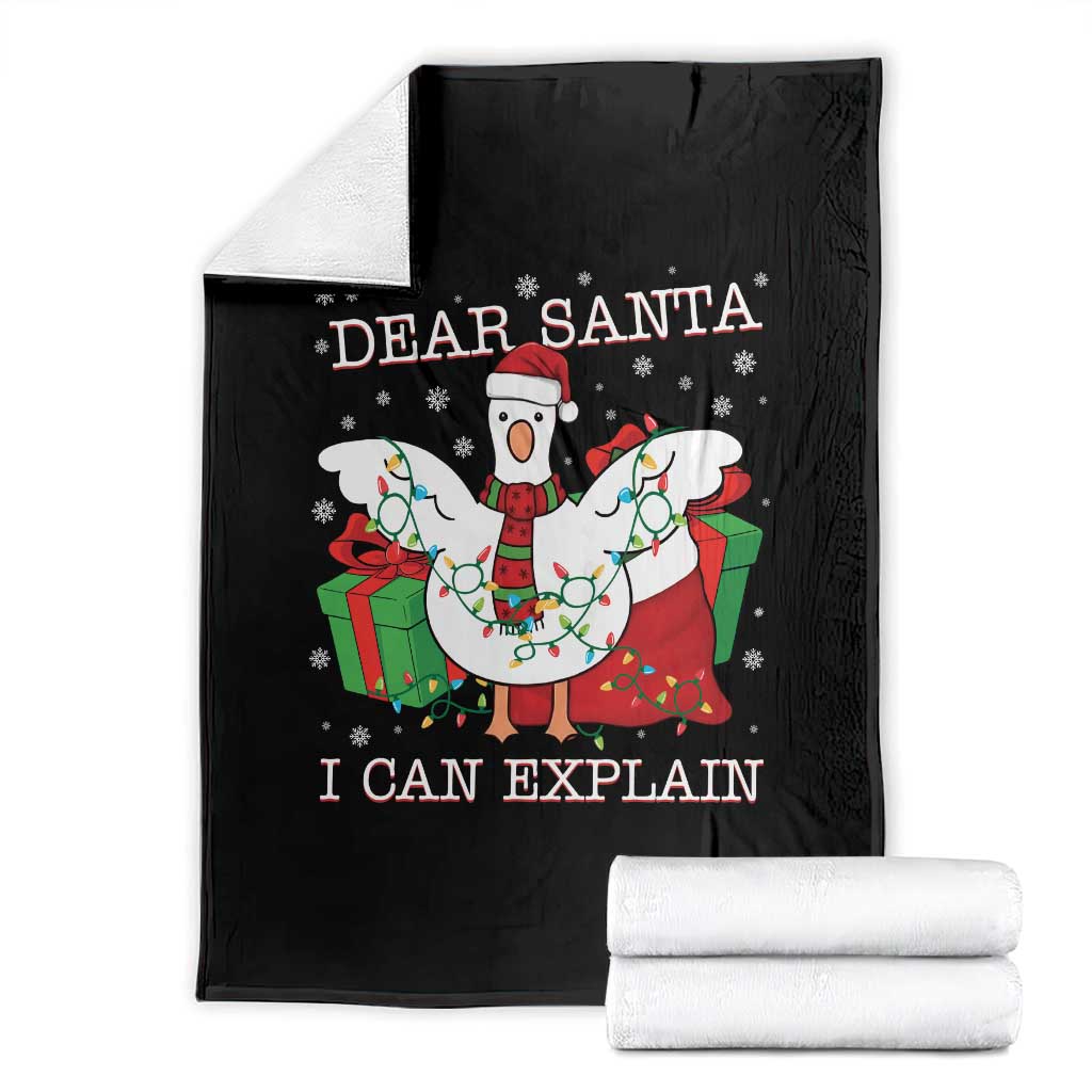 Funny Christmas Goose Throw Blanket Dear Santa I Can Explain Cute Xmas Meme - Wonder Print Shop