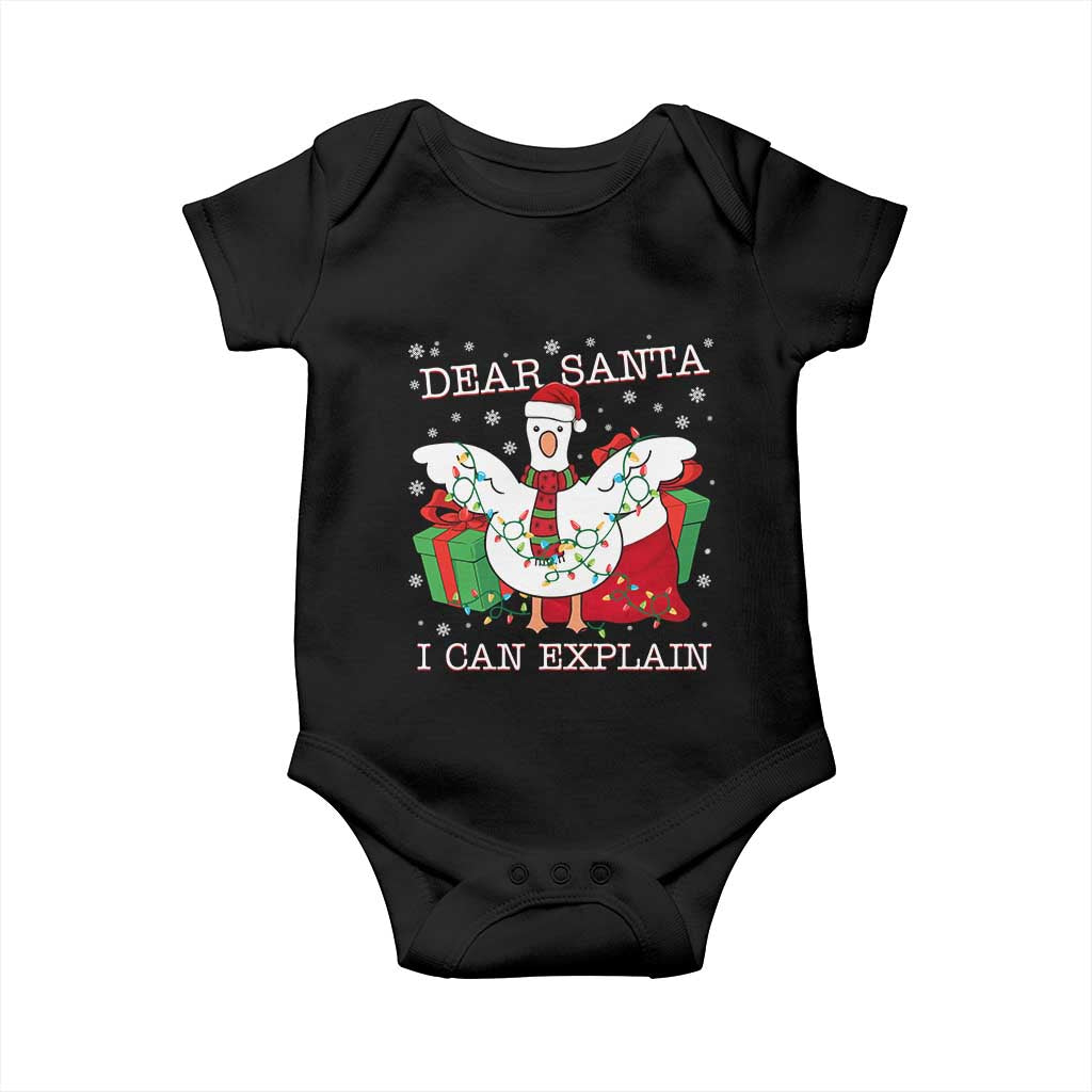 Funny Christmas Goose Baby Onesie Dear Santa I Can Explain Cute Xmas Meme - Wonder Print Shop