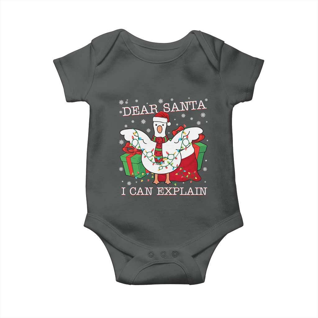 Funny Christmas Goose Baby Onesie Dear Santa I Can Explain Cute Xmas Meme - Wonder Print Shop