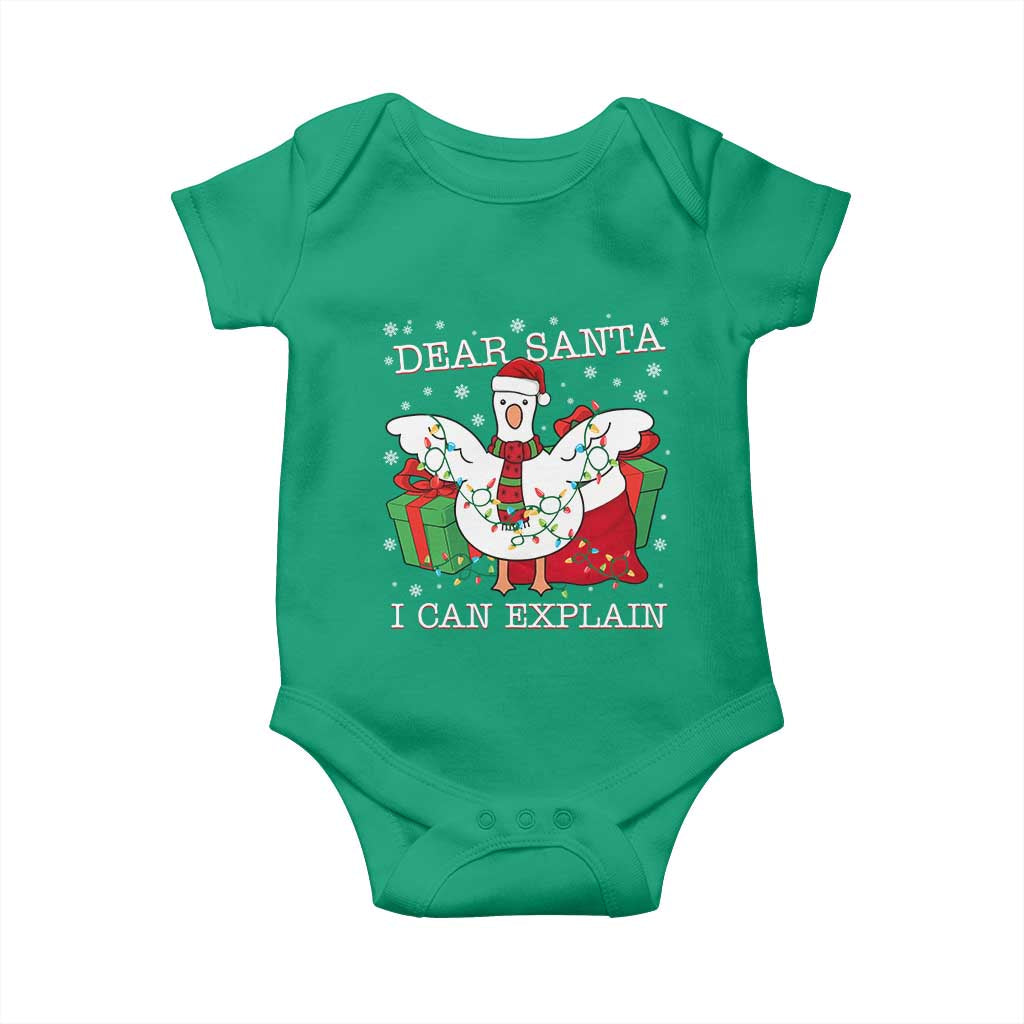 Funny Christmas Goose Baby Onesie Dear Santa I Can Explain Cute Xmas Meme - Wonder Print Shop