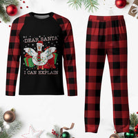 Funny Christmas Goose Plaid Pajama Set Dear Santa I Can Explain Cute Xmas Meme - Wonder Print Shop