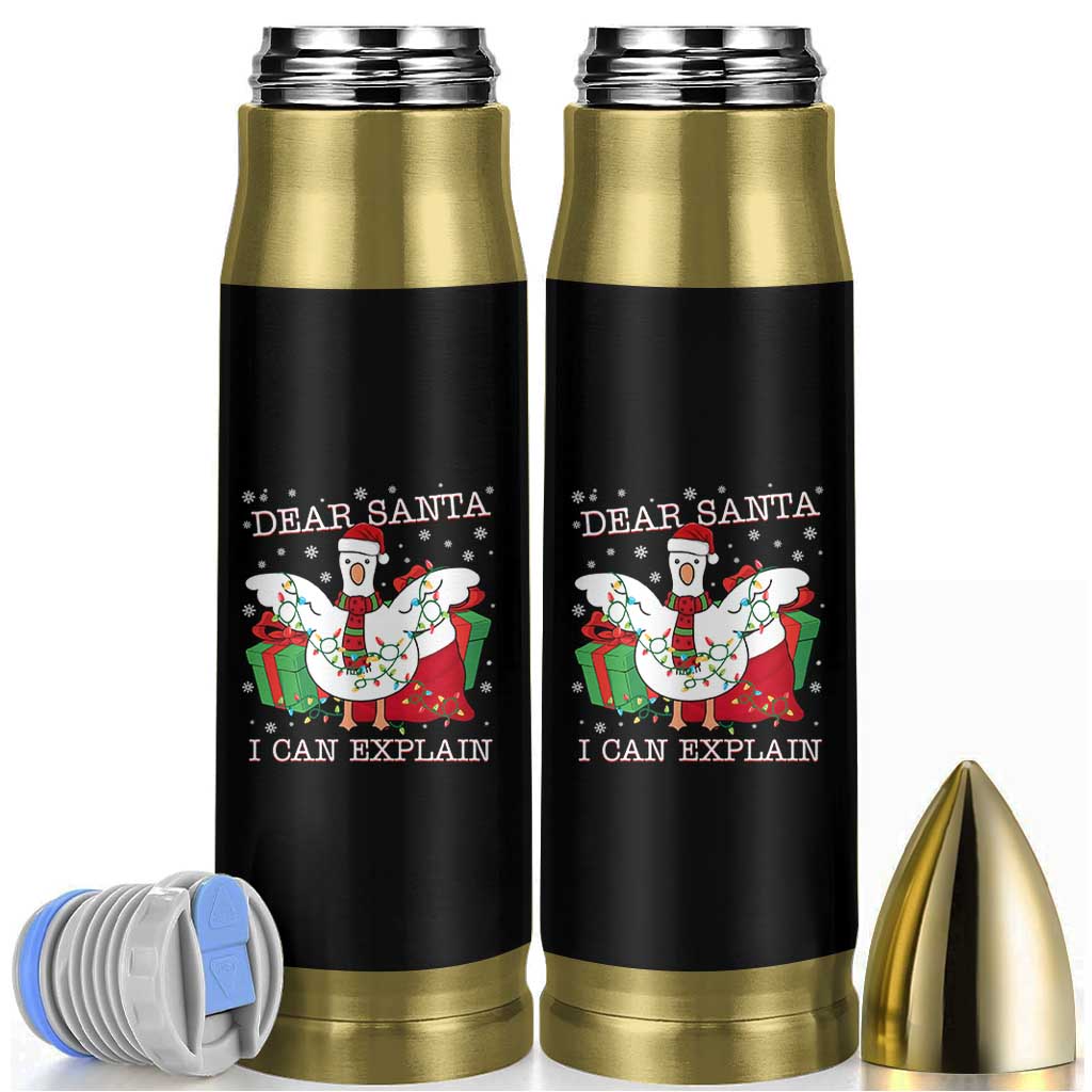Funny Christmas Goose Bullet Tumbler Dear Santa I Can Explain Cute Xmas Meme - Wonder Print Shop