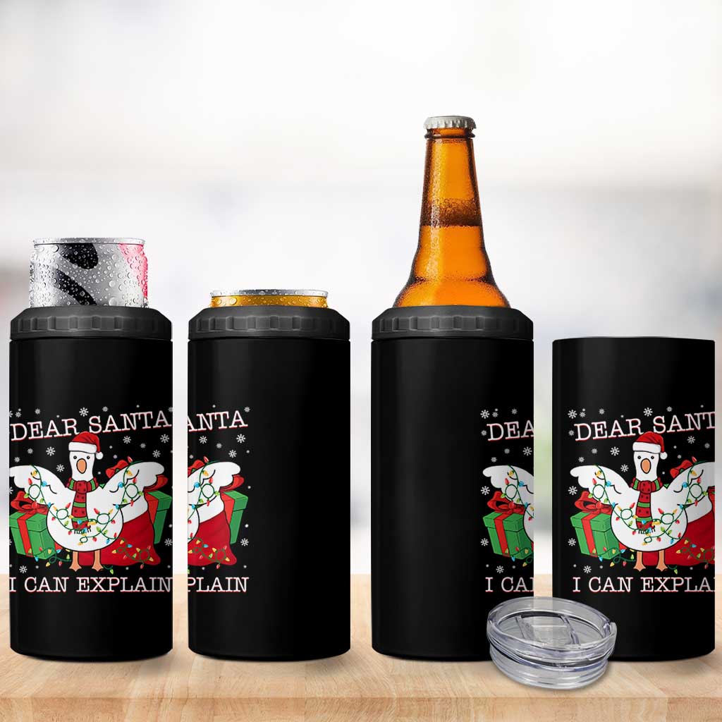 Funny Christmas Goose 4 in 1 Can Cooler Tumbler Dear Santa I Can Explain Cute Xmas Meme - Wonder Print Shop