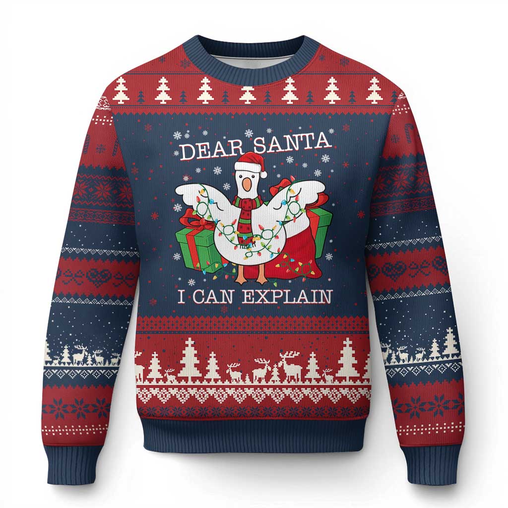 Funny Xmas Goose Ugly Christmas Sweater Dear Santa I Can Explain Cute Xmas Meme - Wonder Print Shop