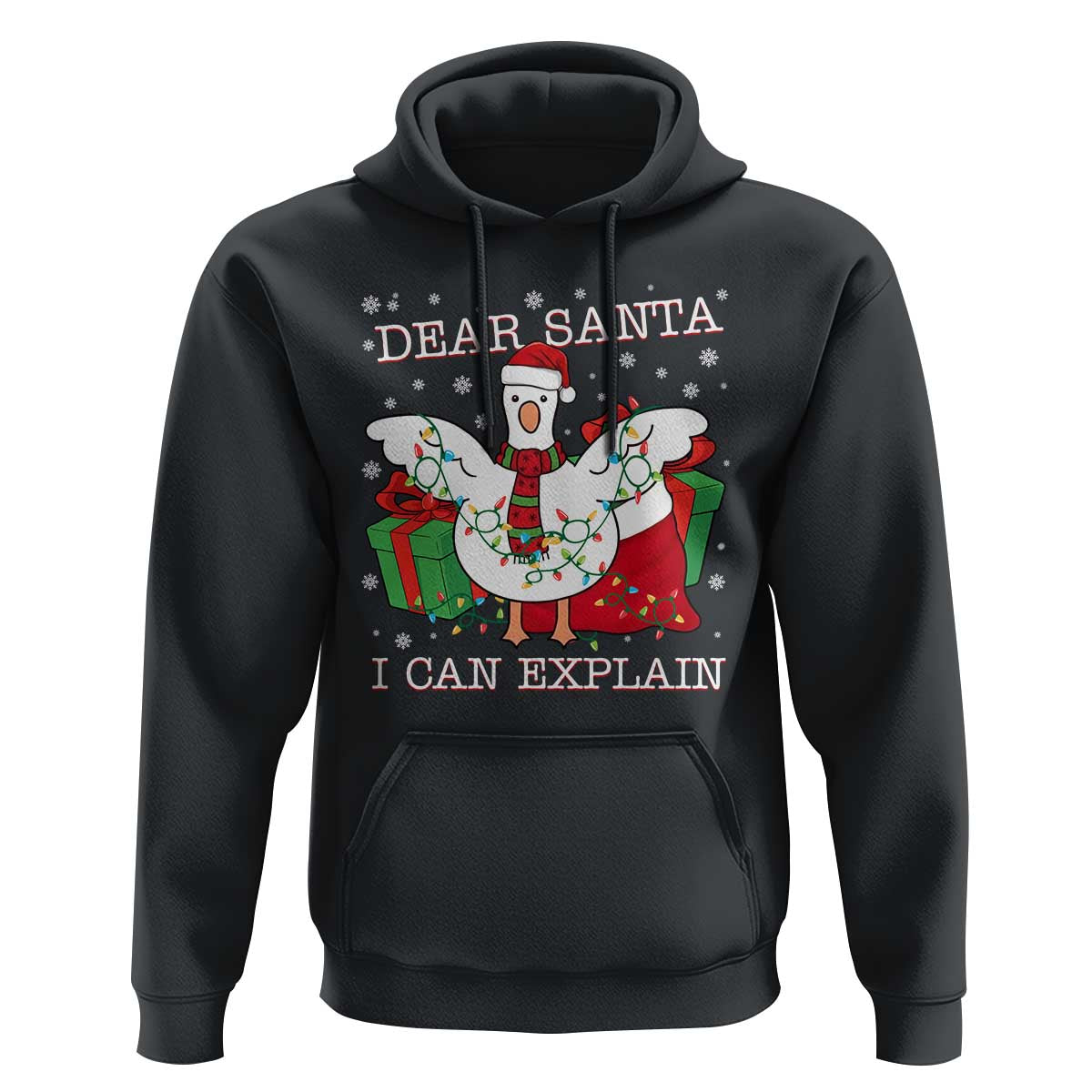 Funny Christmas Goose Hoodie Dear Santa I Can Explain Cute Xmas Meme - Wonder Print Shop