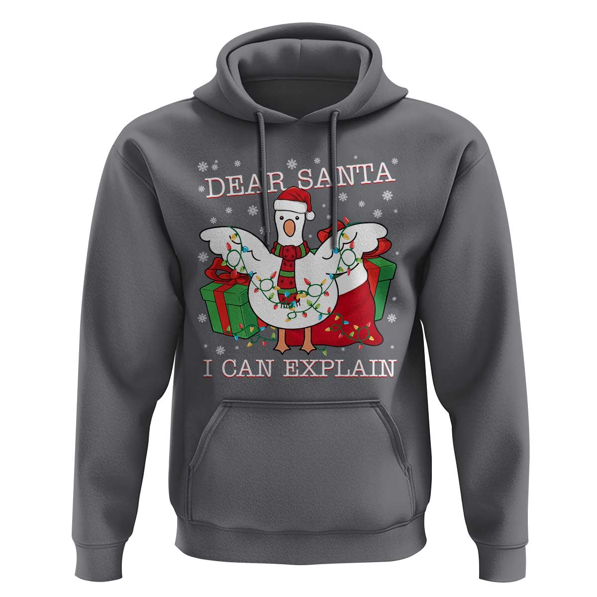 Funny Christmas Goose Hoodie Dear Santa I Can Explain Cute Xmas Meme - Wonder Print Shop