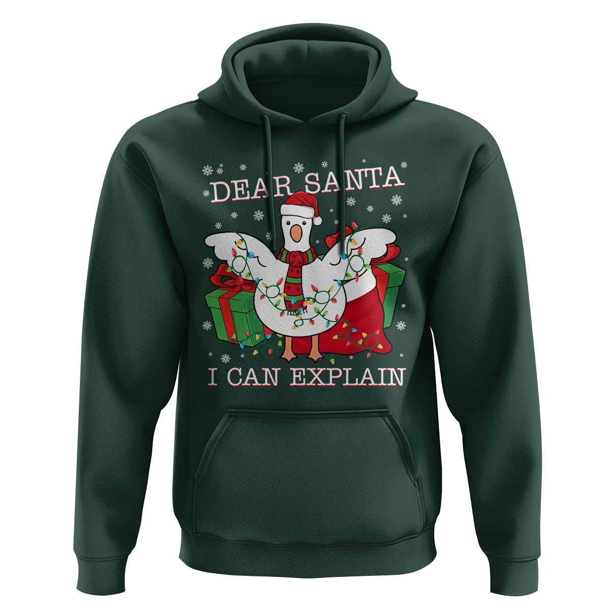 Funny Christmas Goose Hoodie Dear Santa I Can Explain Cute Xmas Meme - Wonder Print Shop