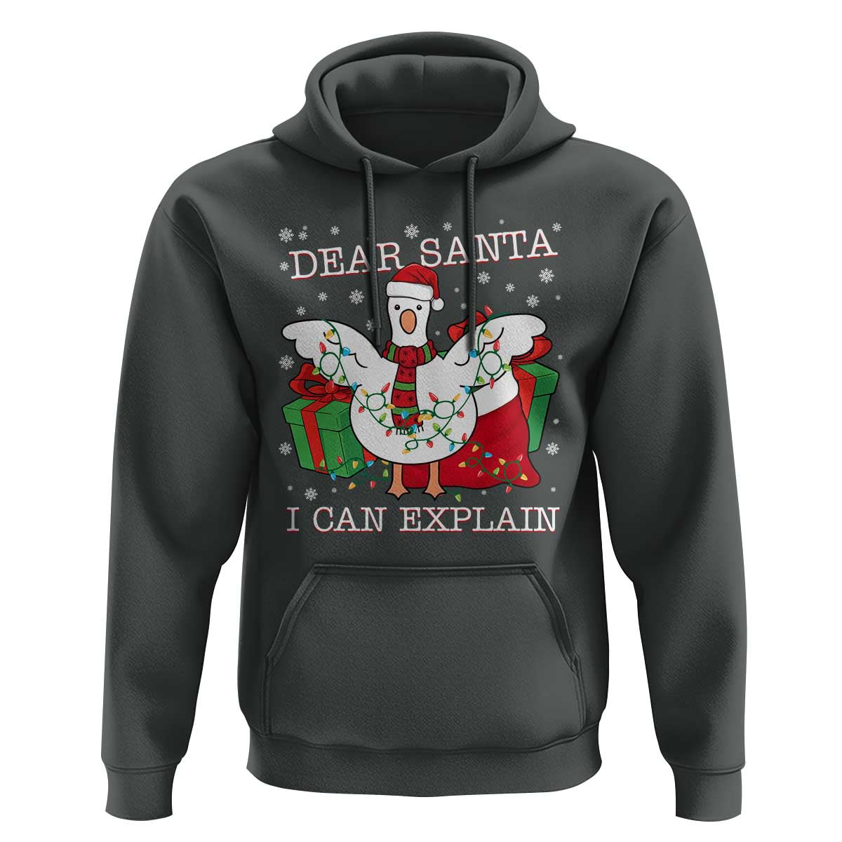 Funny Christmas Goose Hoodie Dear Santa I Can Explain Cute Xmas Meme - Wonder Print Shop