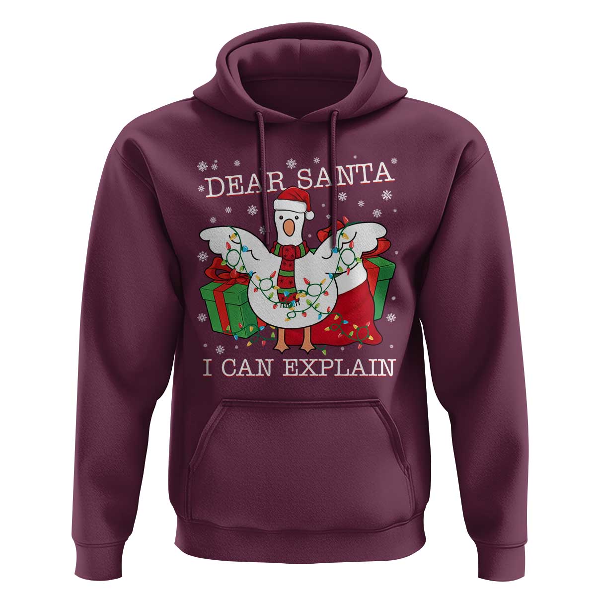 Funny Christmas Goose Hoodie Dear Santa I Can Explain Cute Xmas Meme - Wonder Print Shop