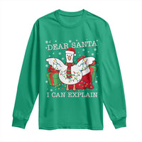 Funny Christmas Goose Long Sleeve Shirt Dear Santa I Can Explain Cute Xmas Meme - Wonder Print Shop