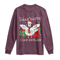 Funny Christmas Goose Long Sleeve Shirt Dear Santa I Can Explain Cute Xmas Meme - Wonder Print Shop