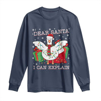 Funny Christmas Goose Long Sleeve Shirt Dear Santa I Can Explain Cute Xmas Meme - Wonder Print Shop