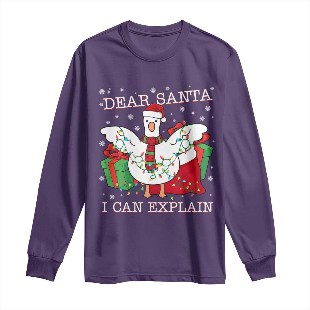 Funny Christmas Goose Long Sleeve Shirt Dear Santa I Can Explain Cute Xmas Meme - Wonder Print Shop