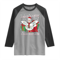Funny Christmas Goose Raglan Shirt Dear Santa I Can Explain Cute Xmas Meme - Wonder Print Shop